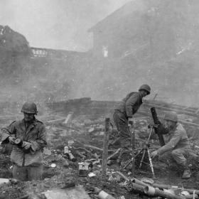 22nd Infantry Regiment Mortar Crew Near the Town of Grosshau in the Hürtgen Forest