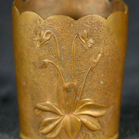 Cup Made From Section of Artillery Shell with Flowers