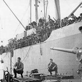 American Troops Aboard a Transport Ship Headed to France