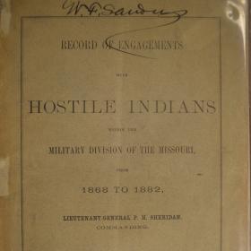 Record of Engagements with Hostile Indians within the Military Division of Missouri, from 1868 to 1882