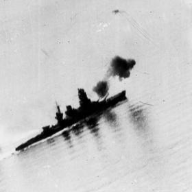 Japanese Battleship Nagato Firing, and Taking Fire