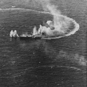 Japanese Ships Maneuver Under Fire