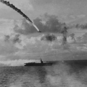 Japanese Plane Shot Down as it Attempted to Attack USS Kitkun Bay