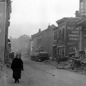 Bomb Damage in Bastogne, Belgium