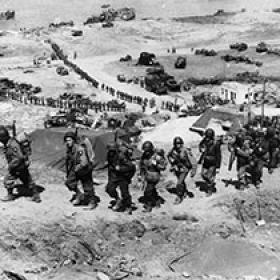 Throngs of Allied Troops Make Their Way Inland to Reinforce the Landing Force