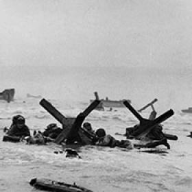 Naval Demolition Troops Prepare to Destroy an Obstacle on Omaha Beach