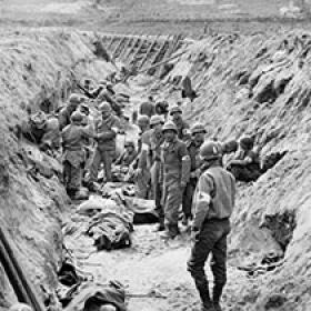 Wounded Soldiers Are Administered First Aid by Medical Personnel in a German Trench
