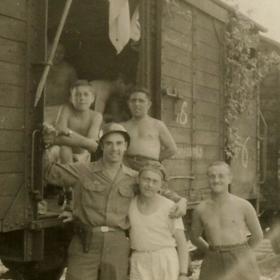 Lothar Kahn with Survivors of Buchenwald Headed for Displaced Persons Camp