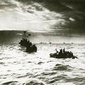 American Soldiers on Sinking Landing Barge Saved by Coast Guard