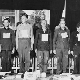 Sixteen of the Nineteen Defendants on Trial for War Crimes Committed During the War at Dora-Mittelbau
