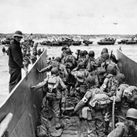 Soldiers Unloading from a Landing Craft