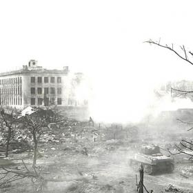 Tank Moving Through Destroyed Manila