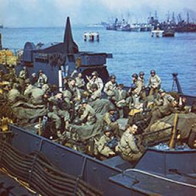American Soldiers Aboard an LCT Prepping for Normandy Invasion