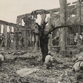 Assault on Shuri Castle, Okinawa, Japan.